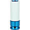 Zylinderförmiger Aufsatz, weiss mit blauem Sockel.